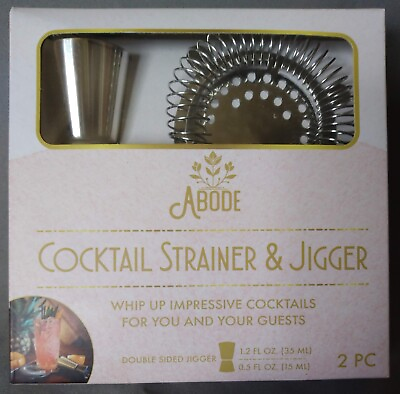 Abode Cocktail Strainer amp; Jigger Double Sided Jigger 1.2 FL OZ  amp; 0.5 FL OZ
