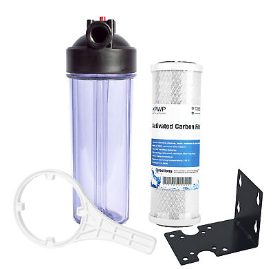 #ad Water Filtration System with 3 4quot; Clear Housing and Activated Carbon Filter