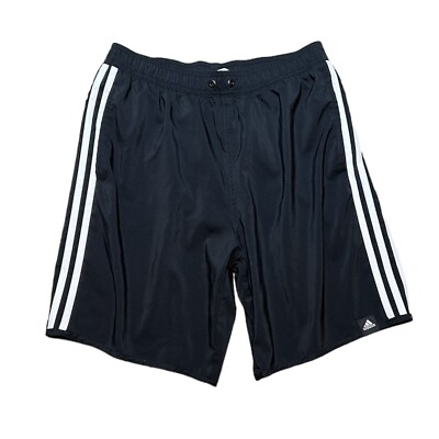 #ad #ad Adidas Swim Shorts Men#x27;s Medium Black 3 Stripes Swim Trunks MISSING DRAWSTRING