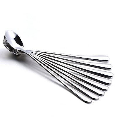 6x 7.5quot; Long Stainless Steel Ice Cream Cocktail Teaspoons Coffee Soup Tea Spoons