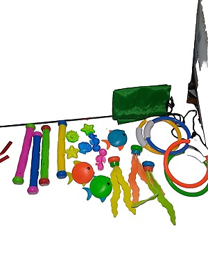 #ad 21 Pcs Diving Pool Toys Jumbo Set with Storage Bag. Ships out same or next day.