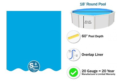 #ad #ad SmartLine 18#x27; x 60quot; Round Expandable Plain Blue Swimming Pool Liner 20 Gauge