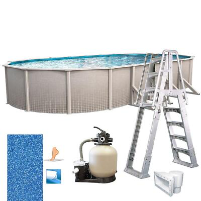 #ad Freestyle 15#x27;x30#x27; x 52quot; Oval Above Ground Pool Package PFRS153052LESB