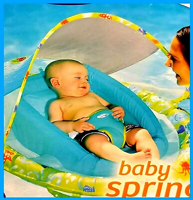 #ad SwimWays Baby Spring Float Sun Canopy Green Swimming Pool Splash Lounge Carrier