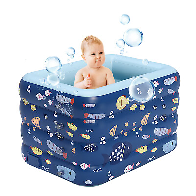 Auto Inflatable Bathtub Toddler Kid Portable Swimming Shower Tub Folding Storage