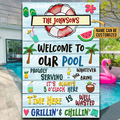 #ad Personalized Welcome Pool Metal Sign Custom Swimming Pool Sign Funny Gift Decor