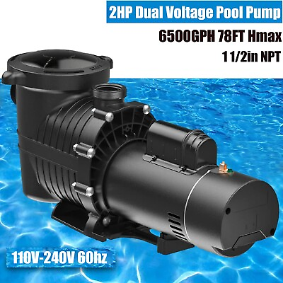 #ad Hayward 2HP Pool Pump MotorAbove Inground110 240V6500GPH78FT Max1.5#x27;#x27; NPT
