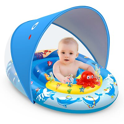 #ad Baby Pool Float Canopy UPF50 Ocean Animal Toys 6 36 Months Infant Swimming