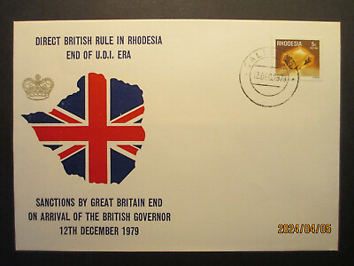 #ad RHODESIA FDC 12 December 1979 Direct British Rule Cover With Cachet
