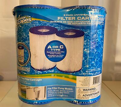 #ad Summer Escapes 2 Pack Type A C Universal Replacement Pool Filters Cartridge NEW