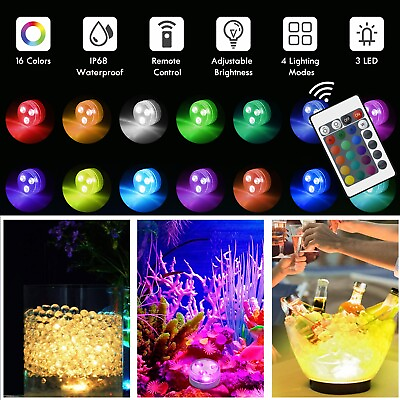 4 Pack Swimming Pool Light RGB LED Colorful Underwater Lighting Submersible Lamp