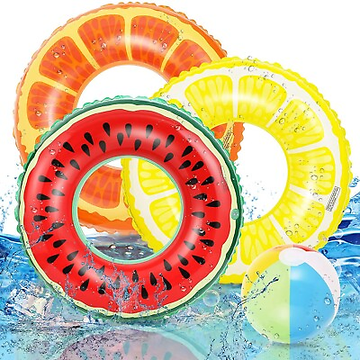 35quot; Orange Lemon Swimming Floats Inflatable Pool Raft Float Swim Ring For Kids