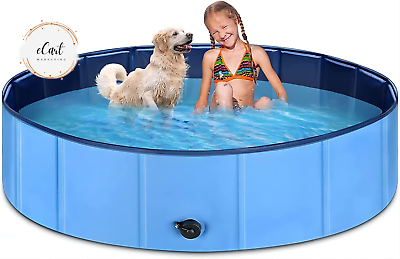 Foldable Plastic Portable Summer Yard Reusable 63quot; X 12quot; Pool For Kids amp; Dog