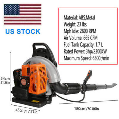 #ad Commercial 63CC 2 Stroke Gas Powered Leaf Blower Grass Blower Gasoline Backpack