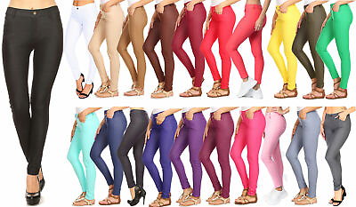 Women#x27;s Cotton Blend Full Length Jeggings Stretchy Skinny Pants Jeans Leggings