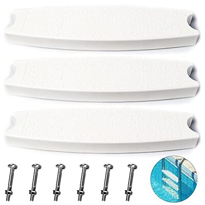 #ad 3 Pack White 18quot; Universal Pool Ladder Steps Heavy Duty Molded Plastic Swi...