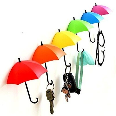 #ad Key Hat Wall Holder Hanger Hooks Multipurpose Plastic Umbrella 6 piece