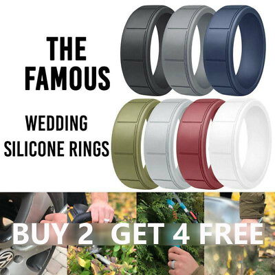 #ad Medical Grade Silicone Wedding Ring Men#x27;s Flex Fit Sport Rubber Band 8 13# Size
