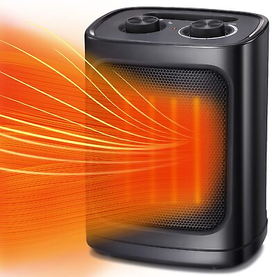 Portable Electric Ceramic Space Heater Fan Adjustable Thermostat 1500W for Room
