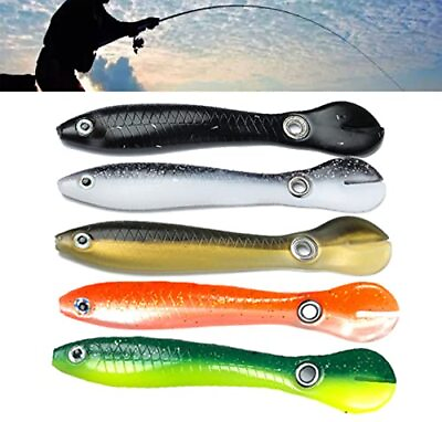 5 Pcs Bionic Swimming Fishing Lures Soft Artificial Bait with Rotating Spins ...