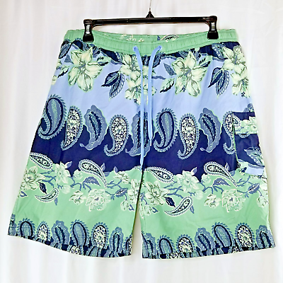 #ad Hawaiian Tropic Men#x27;s XL Board Shorts Swim Trunks Lined Blue Green Tropical