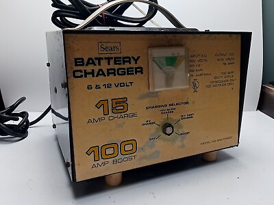 #ad Vintage Sears 15A Battery Charger Heavy Duty 100 AMP BOOST 6v amp; 12v See Pics