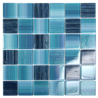 #ad Swimming Pool Tile Glass 2x2 Seven Seas Shower Wall Backsplash Sapphire Blue