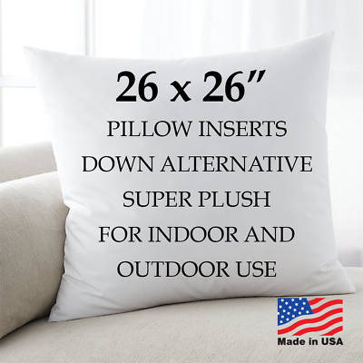 26x26 Discount Pillow Factory Euro Throw Pillow Inserts Made USA Hypoallergenic