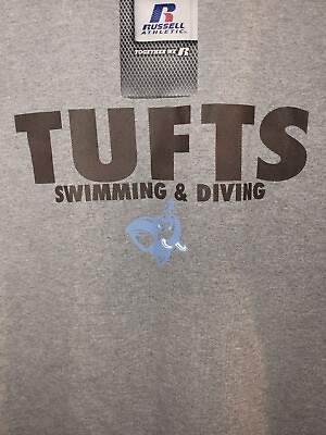 NWT Deadstock Tufts University Swimming And Diving Medium Mens Gray Graphic Logo