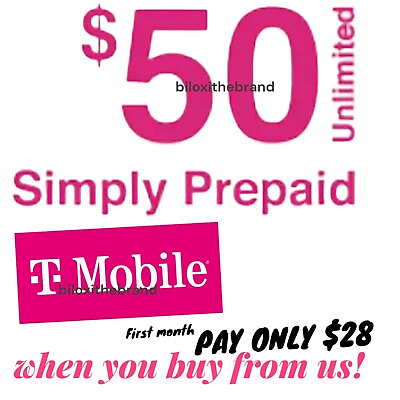 #ad 50% DISCOUNT 50 T Mobile Unlimited 5G Plan Preloaded Prepaid SIM Card 1st Month