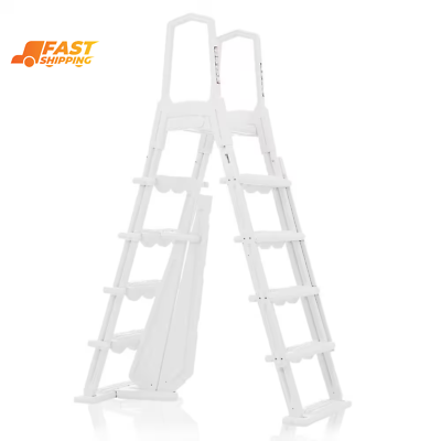 #ad #ad A Frame Flip up Non Slippery Safety Entry Pool Ladder in White for above Ground