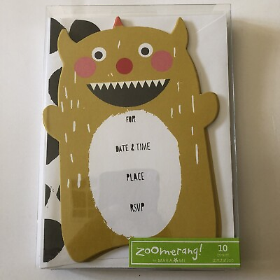 #ad 10 Count ZOOMERANG Diecut Monster Animal Party Invitation amp; Envelope By Mara Mi