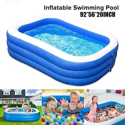#ad Inflatable Swimming Pool 92quot; X 56quot; X 20quot; Full Sized Lounge Pool Floats Family