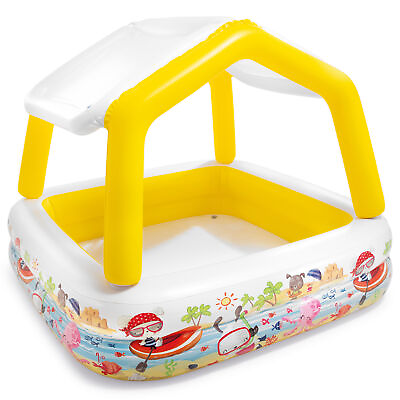 #ad INTEX Sun amp; Shade Inflatable Kids Swimming Pool w Canopy Open Box