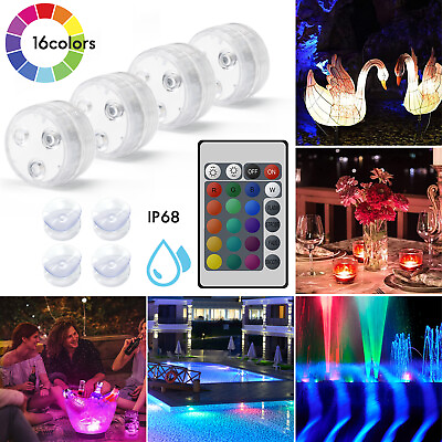 4X Underwater Swimming Pool Lights Submersible LED for Pond Fountain Vase Garden
