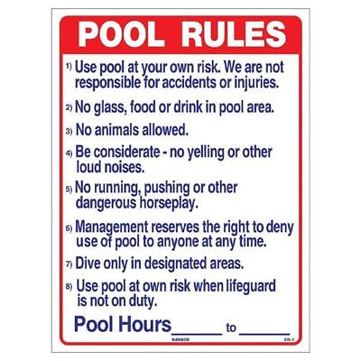 #ad National Stock Sign Commercial Pool Rules Sign SW 2