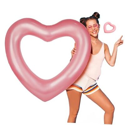 #ad Inflatable Pool Floats 43.3 x 41.3 Inch Heart Shaped Summer Swim Ring Water