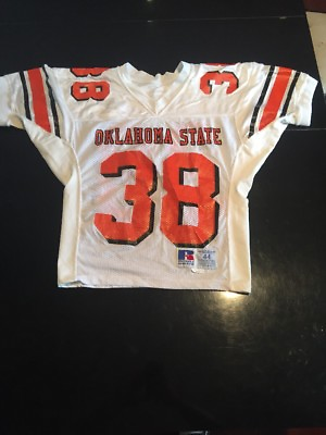 #ad Game Worn Used Oklahoma State Cowboys Football Jersey #38 Russell Size 44