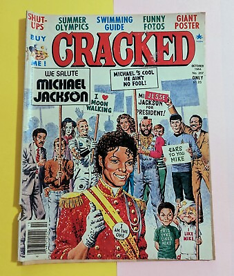 #ad Vtg Cracked Magazine Michael Jackson Swimming Guide October 1984 No.207 Poster