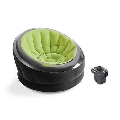 Intex Empire Lime Green Inflatable Blow Up Lounge Dorm Camping Chair amp; Air Pump