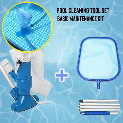 #ad Swimming Pool Vacuum Cleaning Tool Set Kit Spa Suction Head Leaf Net with Pole