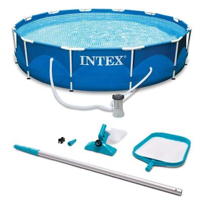 #ad Intex Metal Frame Pools 10#x27; x 10#x27; Round 30quot; Deep w Filter Maintenance Kit