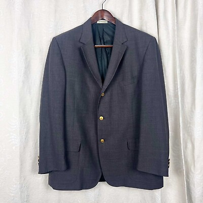 #ad Orvis charcoal gray 3 button blazer wool blend suit jacket 48L embossed buttons