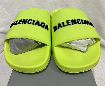 #ad Balenciaga Pool Slides #x27;Fluo Yellow#x27; Sz US 11 EU 44 SKU 565547 W1S82 7321