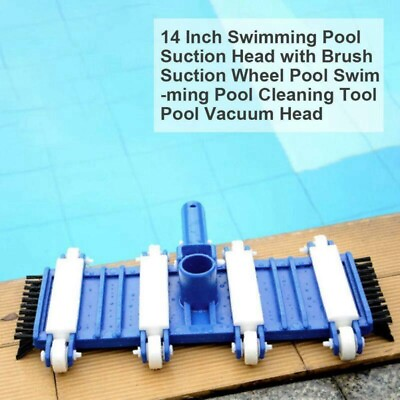 #ad US Swimming Pool 14IN Blue White Deluxe Weighted Vacuum Head Side Bottom Brushes