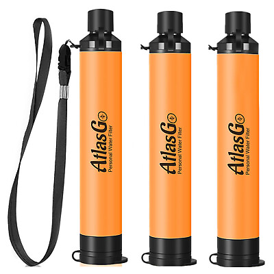 3Pcs Portable Filter Straw Personal Water Purifier1500 Litre Emergency Survival
