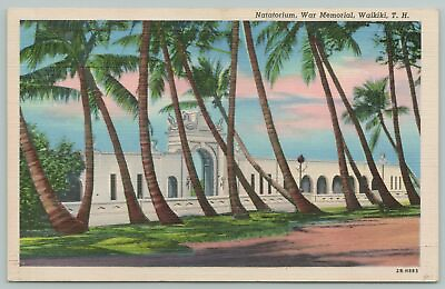 #ad #ad Waikiki Hawaii Public Swimming Pool Natatorium War Memorial 1942 Linen PC