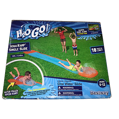 #ad Bestway Water Slide Slip N Slide 18 Feet H2O GO Aqua Single Ramp New Open Box