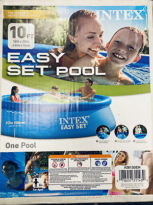 #ad Intex Easy Set Inflatable Round Above Ground 10#x27; x 30quot; Kid Swimming Pool