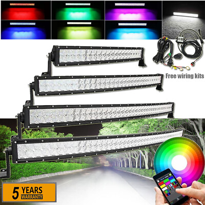 14quot; 52 inch RGB Multi Color Change Off road Driving Led Work Light Bar amp; Wiring